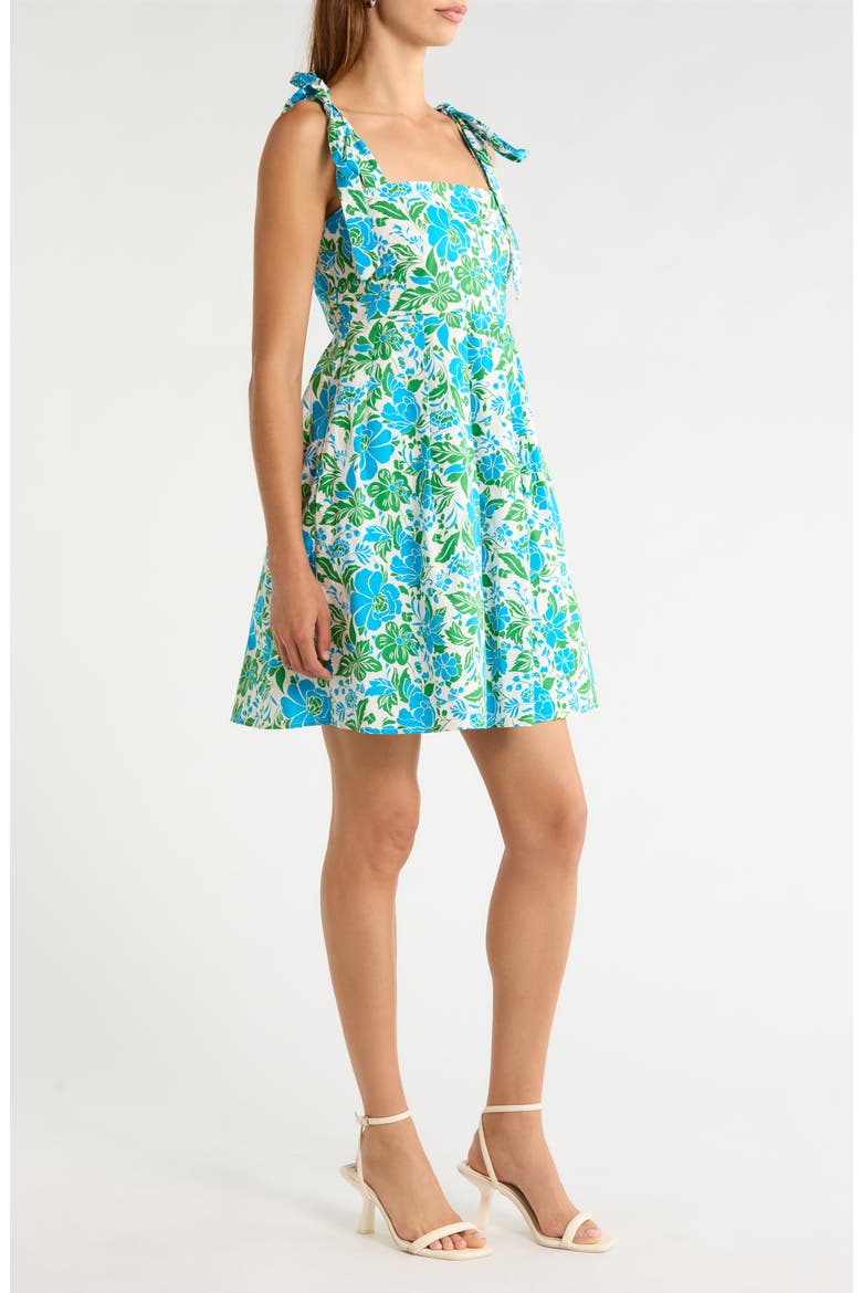 Graica Pleated Midi Dress, Alternate, color, BLUE GREEN WHITE