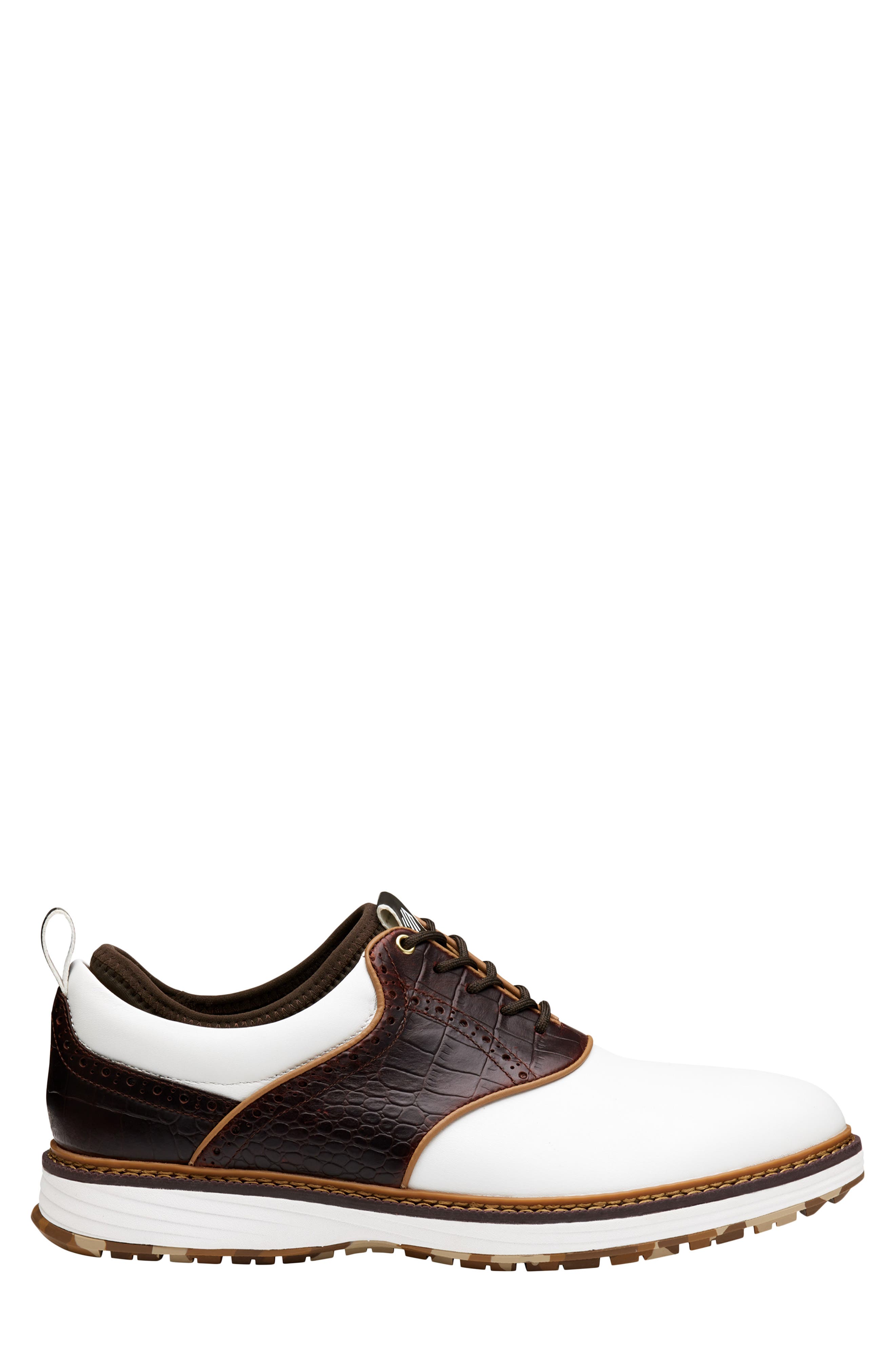 Upton GL1 Luxe Hybrid Waterproof Golf Shoe, Alternate, color, WHITE/ BROWN CROC FULL GRAIN
