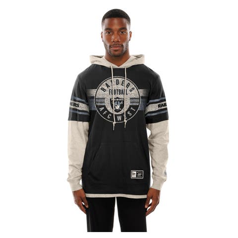 Men's New Era  Black Las Vegas Raiders Twofer Layered Long Sleeve Hoodie T-Shirt