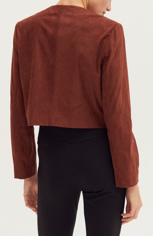 Crescent Faux Suede Collarless Cropped Jacket In Multi