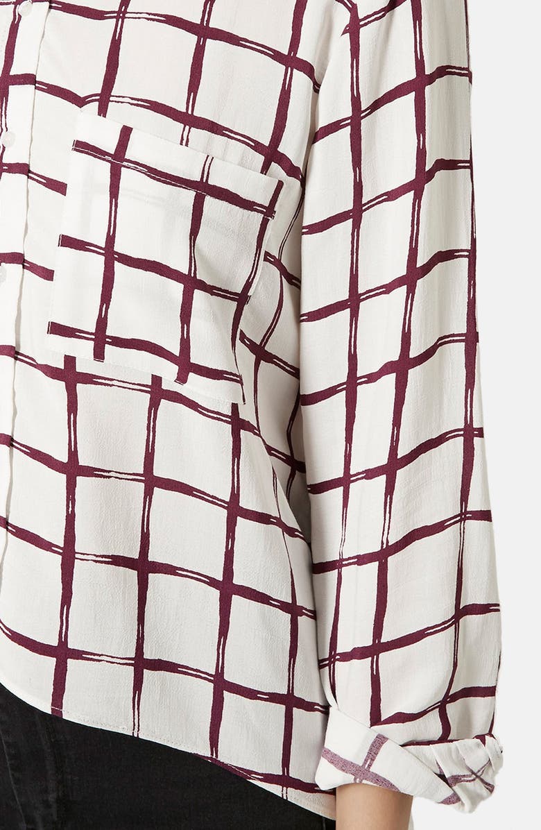 Topshop Windowpane Curve Hem Shirt, Alternate, color,