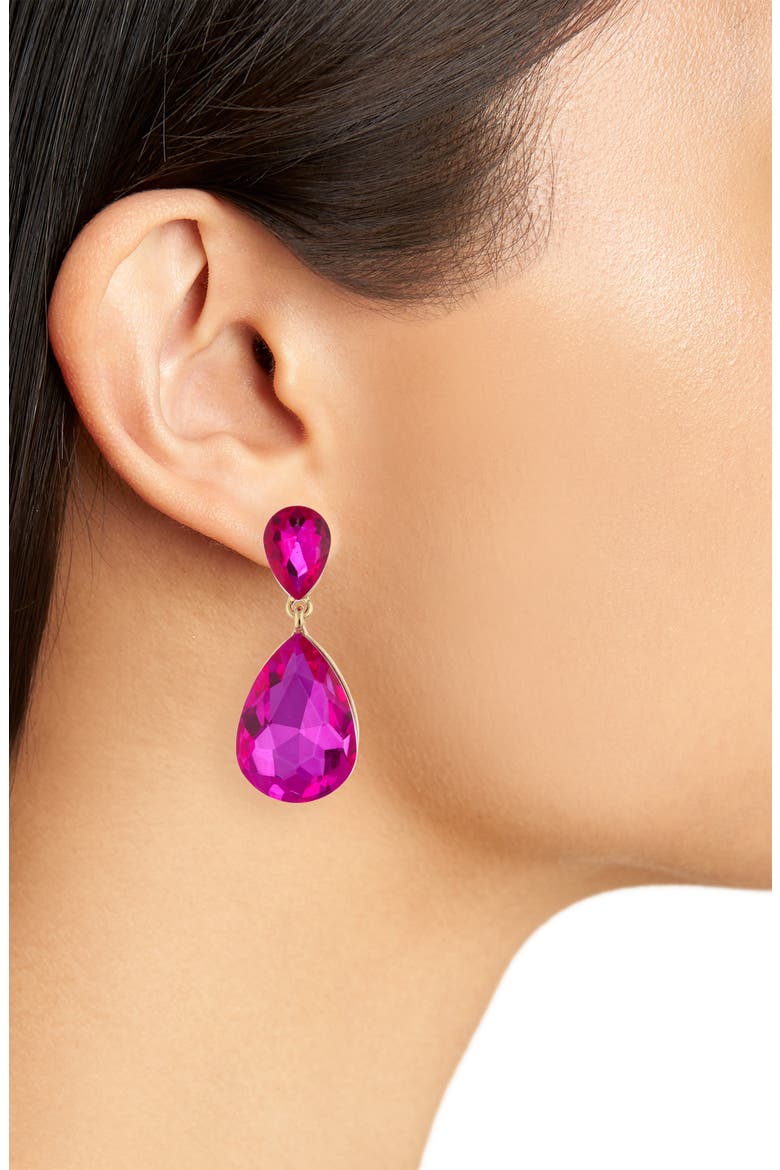 Teardrop Drop Earrings, Alternate, color, FUCHSIA