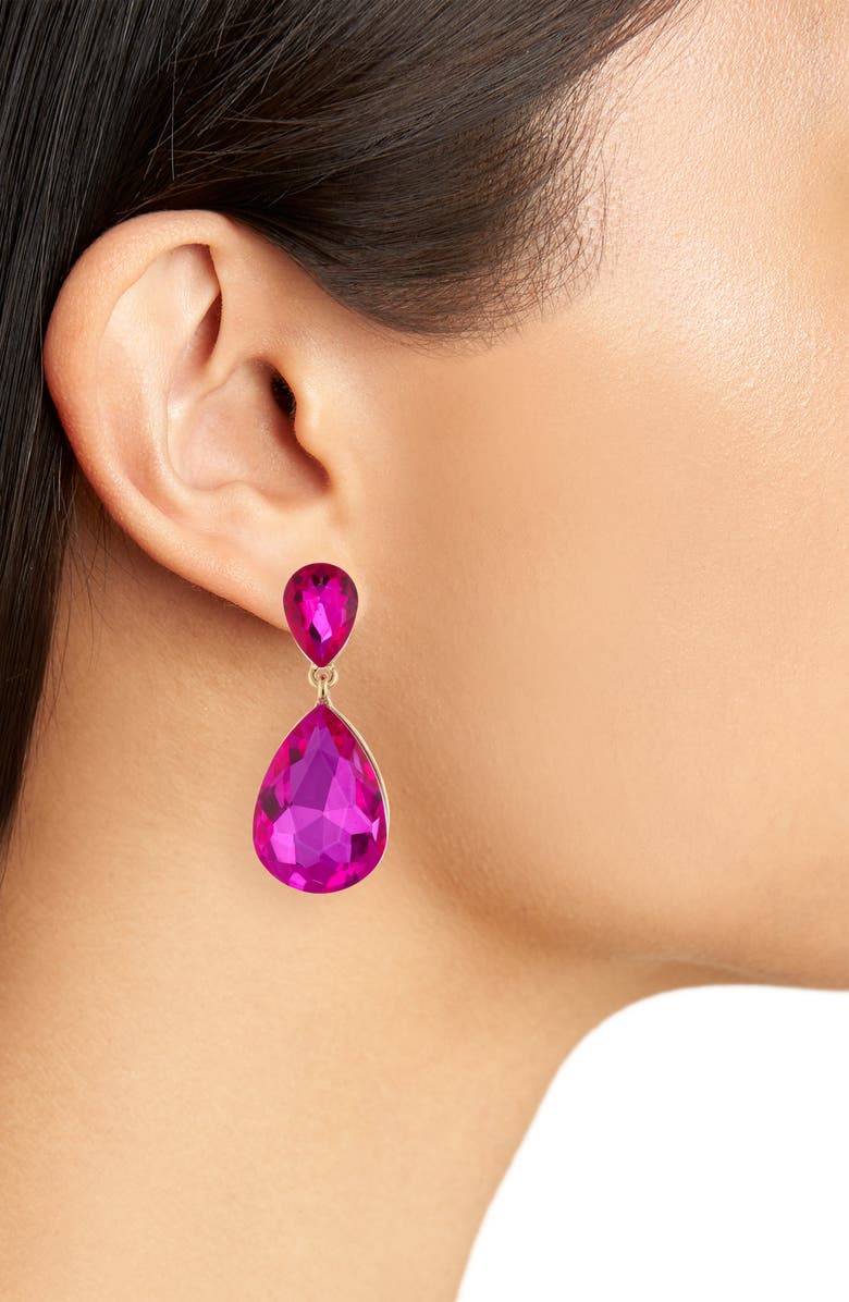 Cara Teardrop Drop Earrings, Alternate, color, Fuchsia