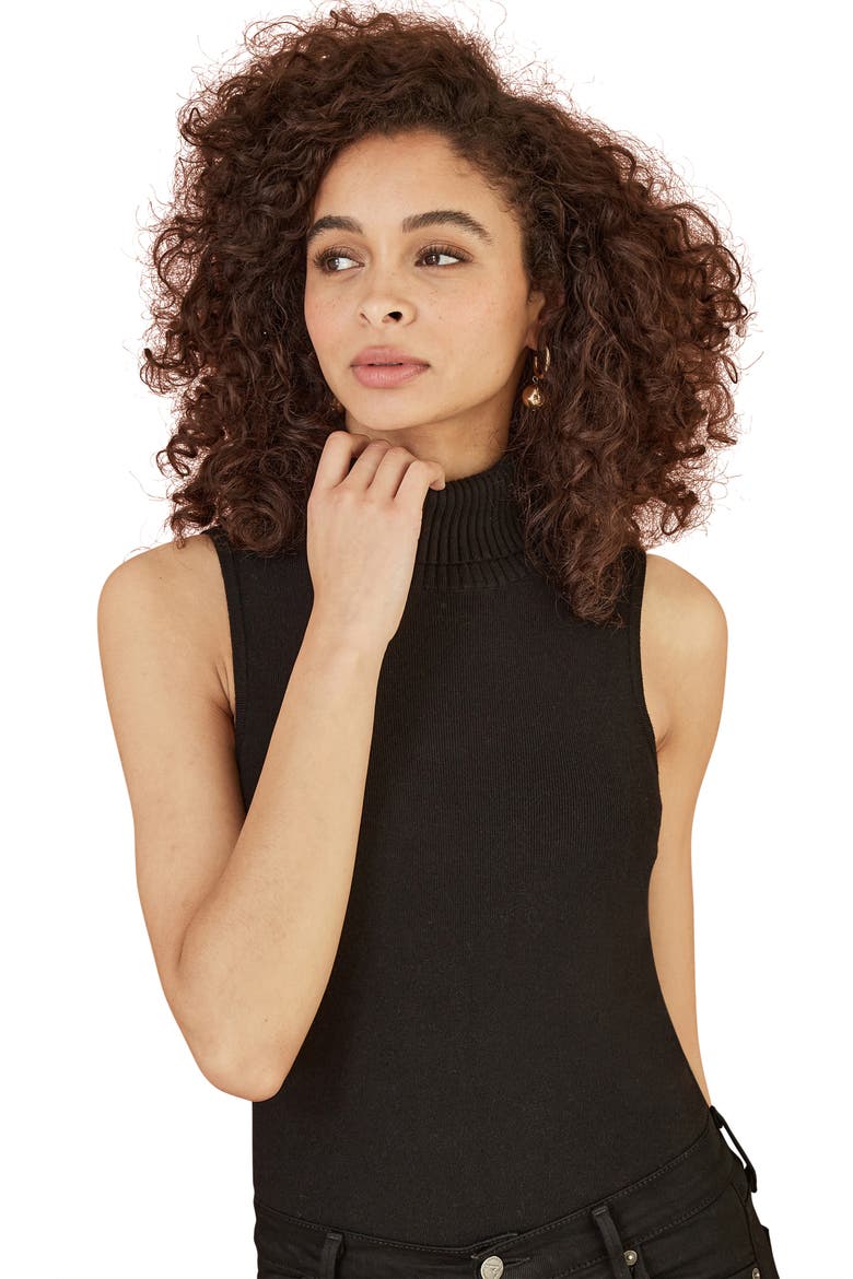 Roll Neck Sleeveless Sweater, Alternate, color, Black