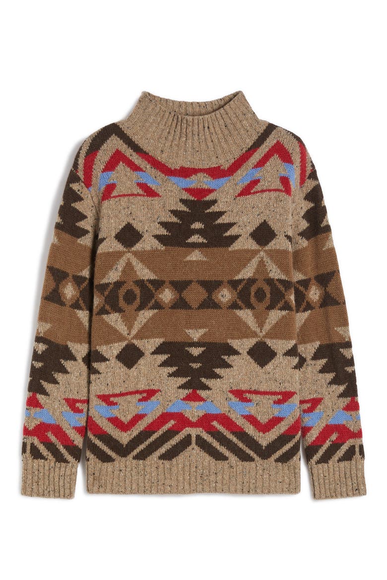 Eritrea Jacquard Mock Neck Sweater, Alternate, color, AVIO