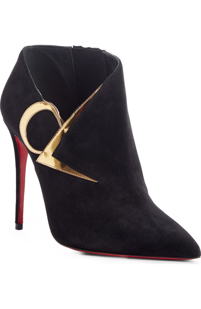 Christian Louboutin CL Logo Pointed Toe Bootie, Main, color,