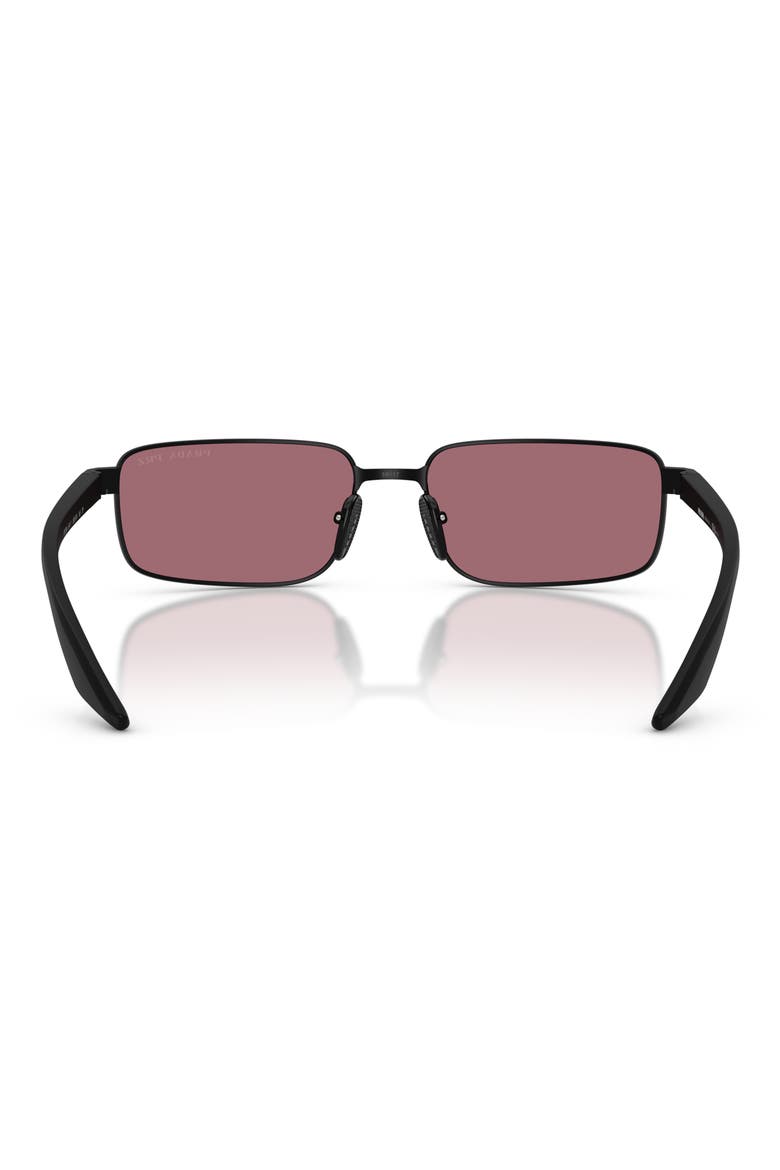 54mm Polarized Rectangular Sunglasses, Alternate, color, MATTE BLACK / PINK POLAR