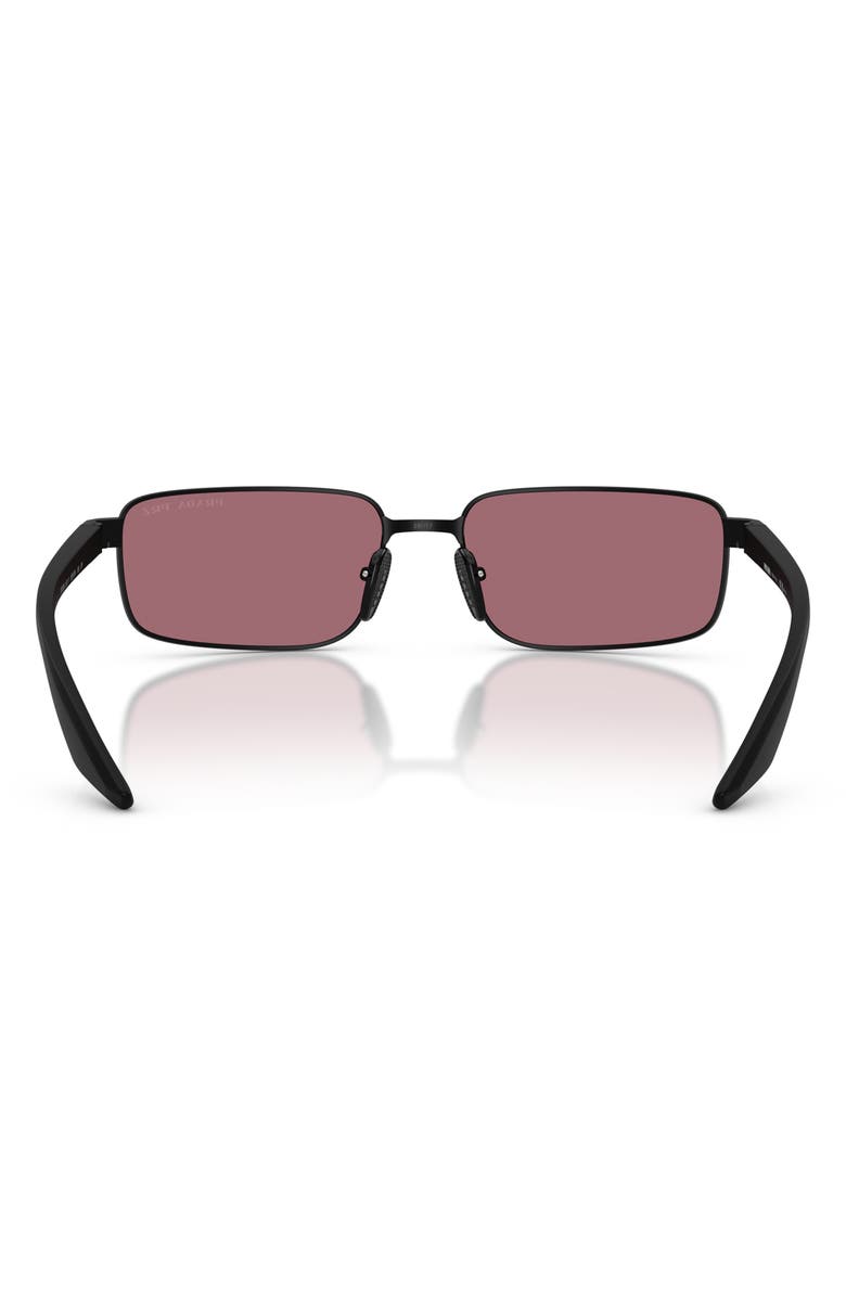 Prada Linea Rossa 54mm Polarized Rectangular Sunglasses, Alternate, color, Matte Black / Pink Polar