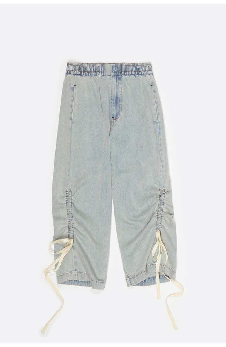 Bimba y Lola Denim Joggers With Gathering, Alternate, color, Light Denim Blue