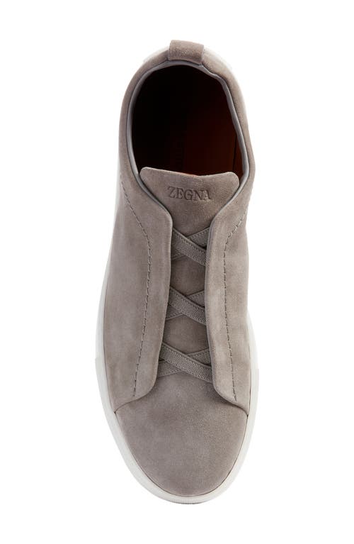 Zegna Triple Stitch Suede Slip-on Sneaker In Gray
