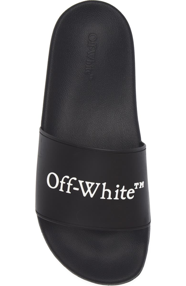 Off-White Bookish Logo Slide Sandal, Alternate, color, Black - White