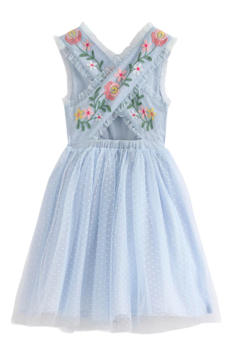 Mini Boden Kids' Crossback Tulle Party Dress, Alternate, color, Blue