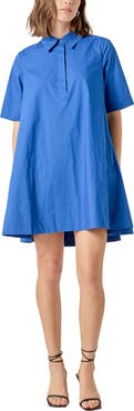 English Factory Trapeze Cotton Shirtdress
