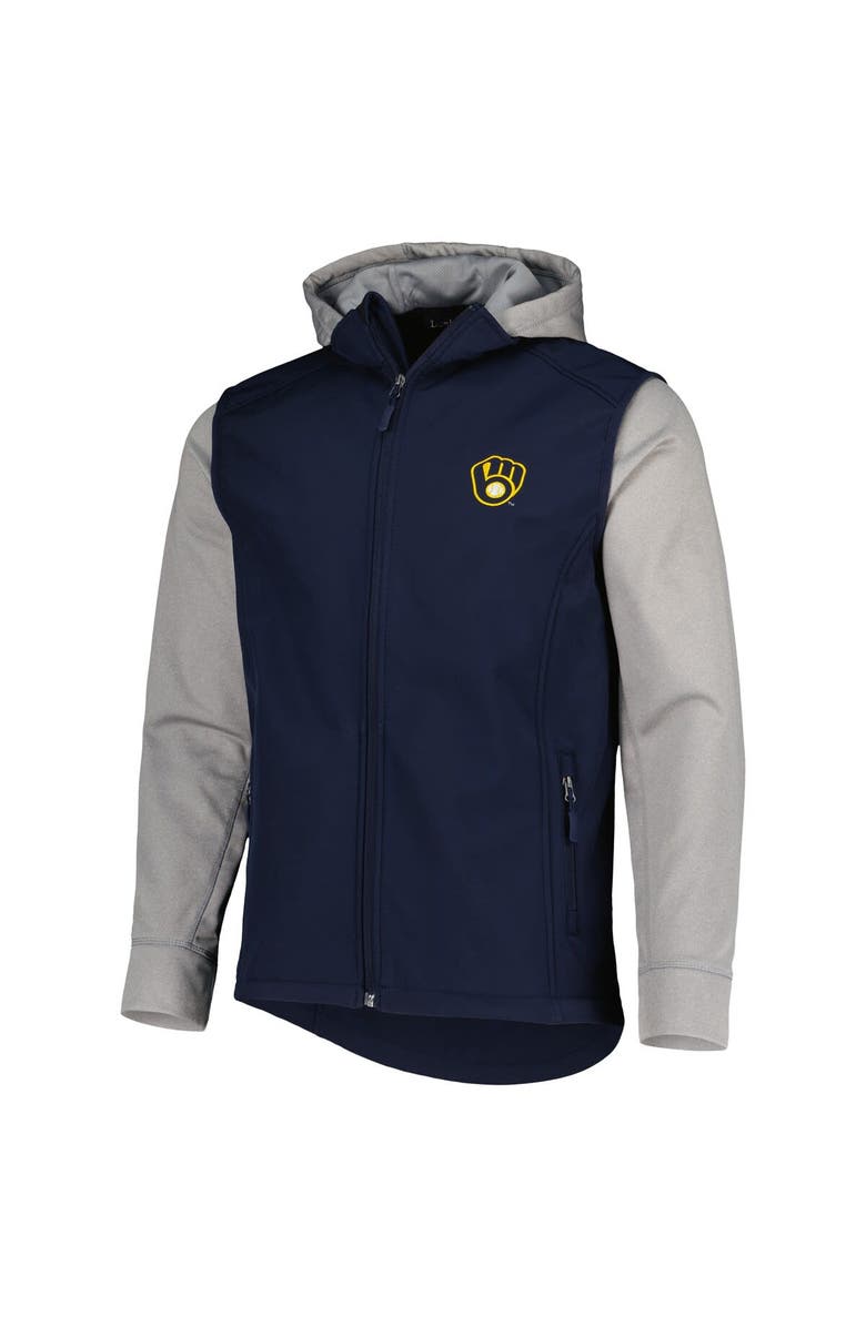 DUNBROOKE Men's Dunbrooke Navy/Heather Gray Milwaukee Brewers Alpha Full-Zip Jacket, Alternate, color, Navy