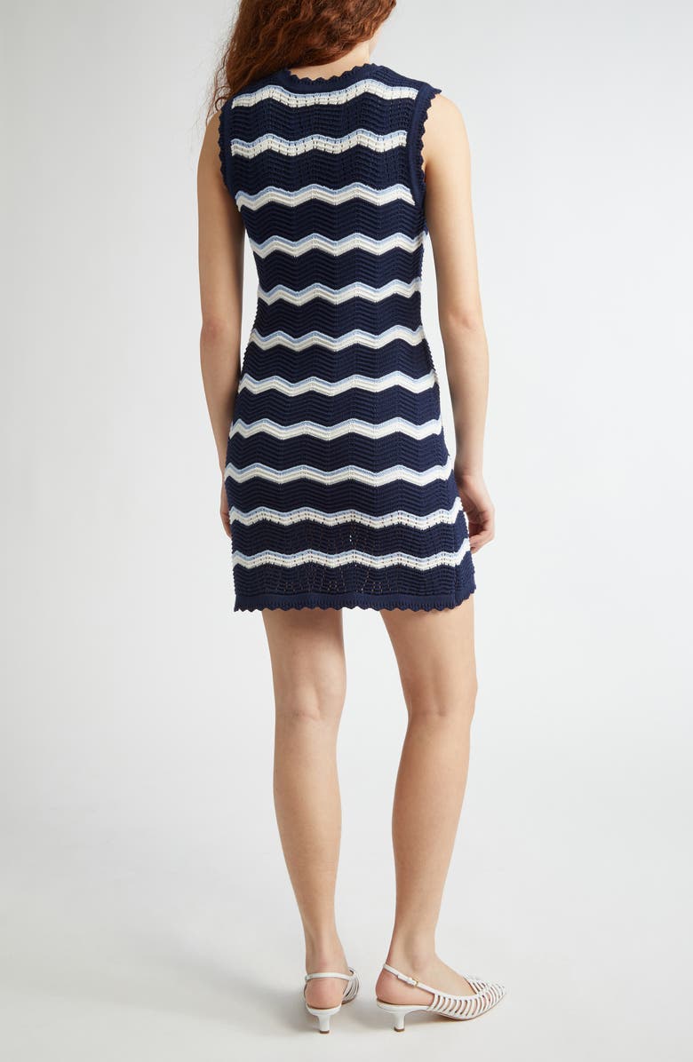 Veronica Beard Templeton Chevron Stripe Sleeveless Cotton Blend Sweater Dress, Alternate, color, Navy Off White Bluebell