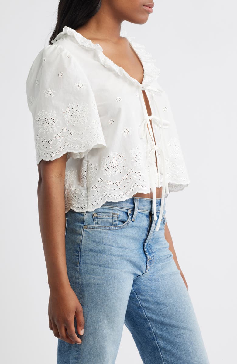 WAYF x Styled by COCO! Camilla Cotton Eyelet Crop Top, Alternate, color, Ivory