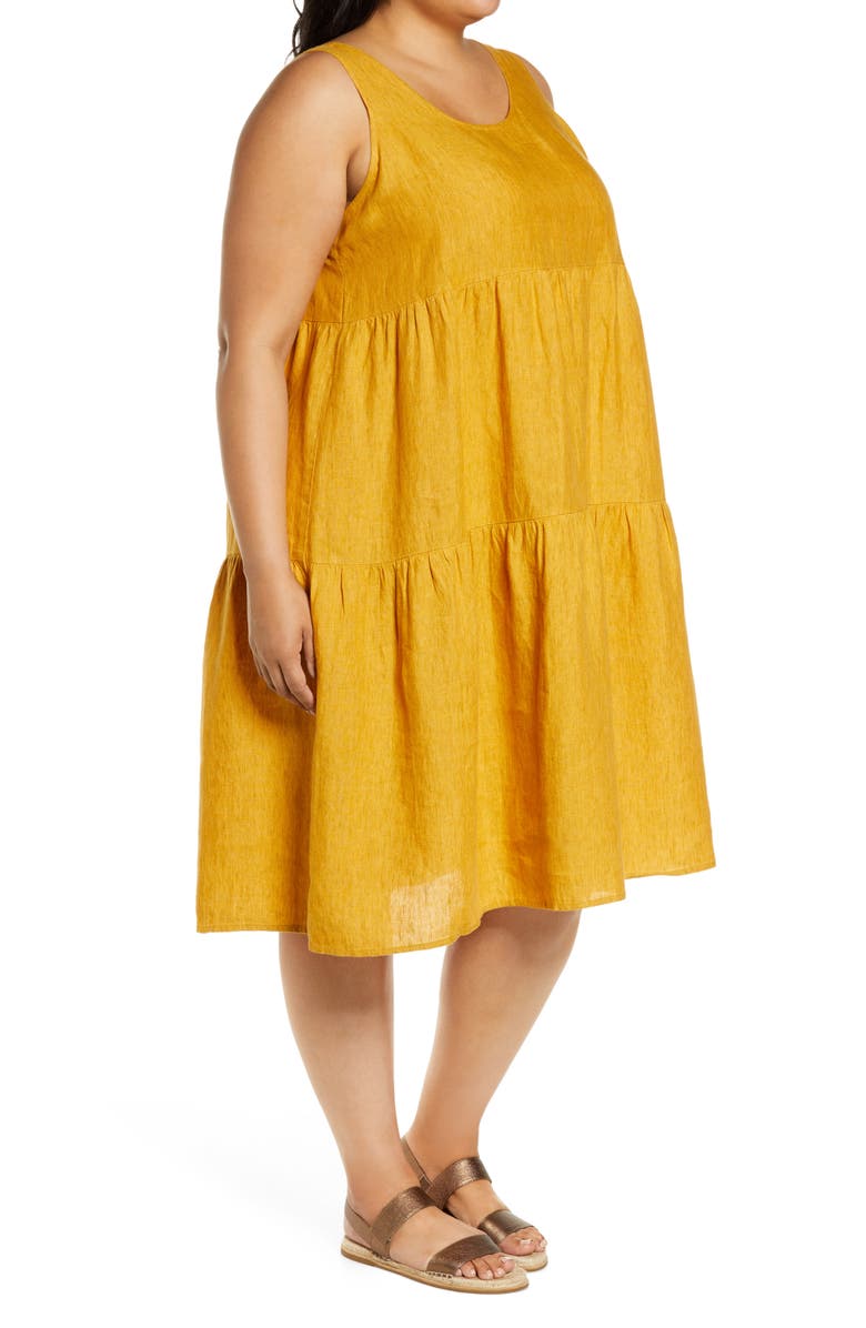 Eileen Fisher Tiered Organic Linen Dress, Alternate, color, 