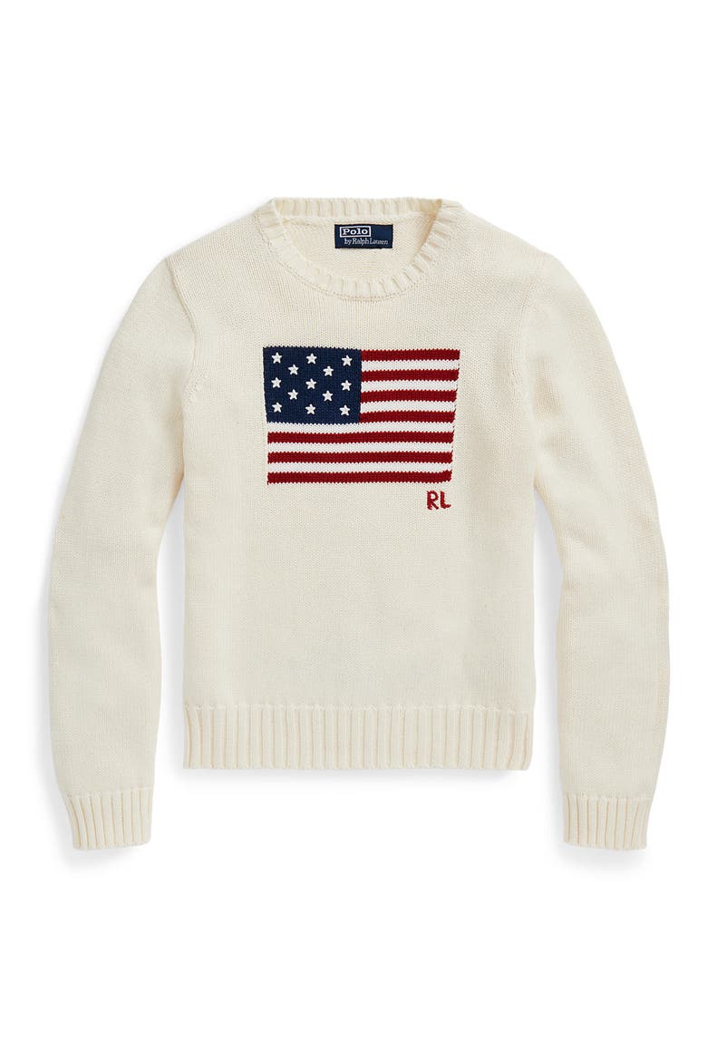 Flag Crewneck Sweater, Alternate, color, CREAM