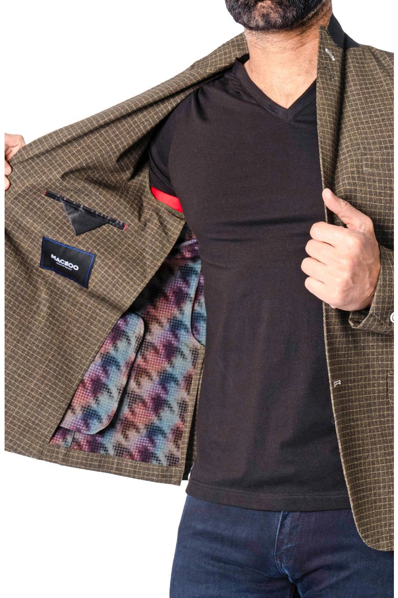 Descartes Unconstructed Check Vortex Brown Blazer, Alternate, color, BROWN