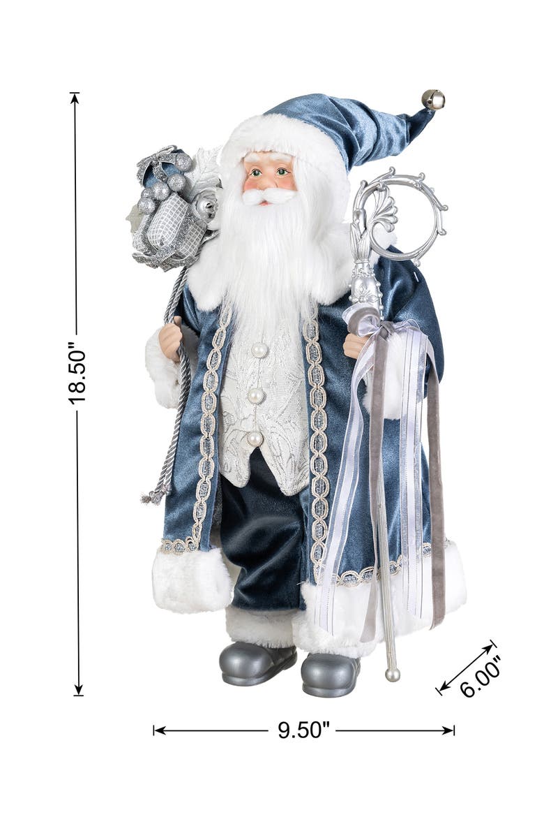 18"H Faux Fur Christmas Deluxe Santa Figurine, Alternate, color, Blue