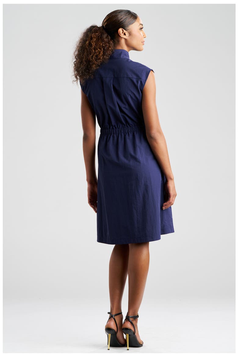Solid Taffeta Tie Front Dress, Alternate, color, NAVY