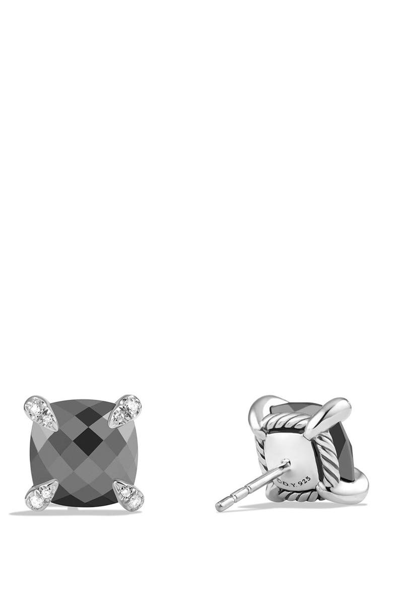 Châtelaine Earrings with Semiprecious Stones & Diamonds, Alternate, color, SILVER/ HEMATINE