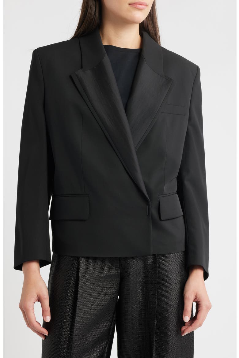 Janeva Virgin Wool One-Button Blazer, Alternate, color, BLACK