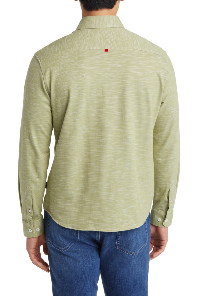 Slub Knit Button-Up Shirt, Alternate, color, SAGE