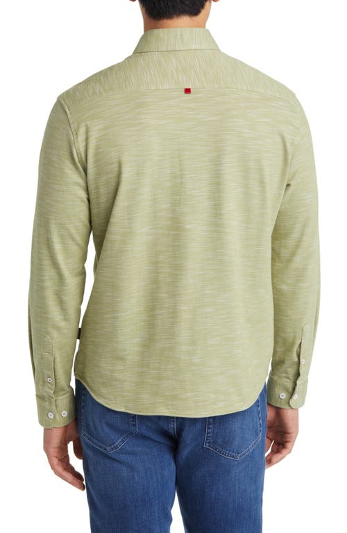 Stone Rose Slub Knit Button-up Shirt In Sage