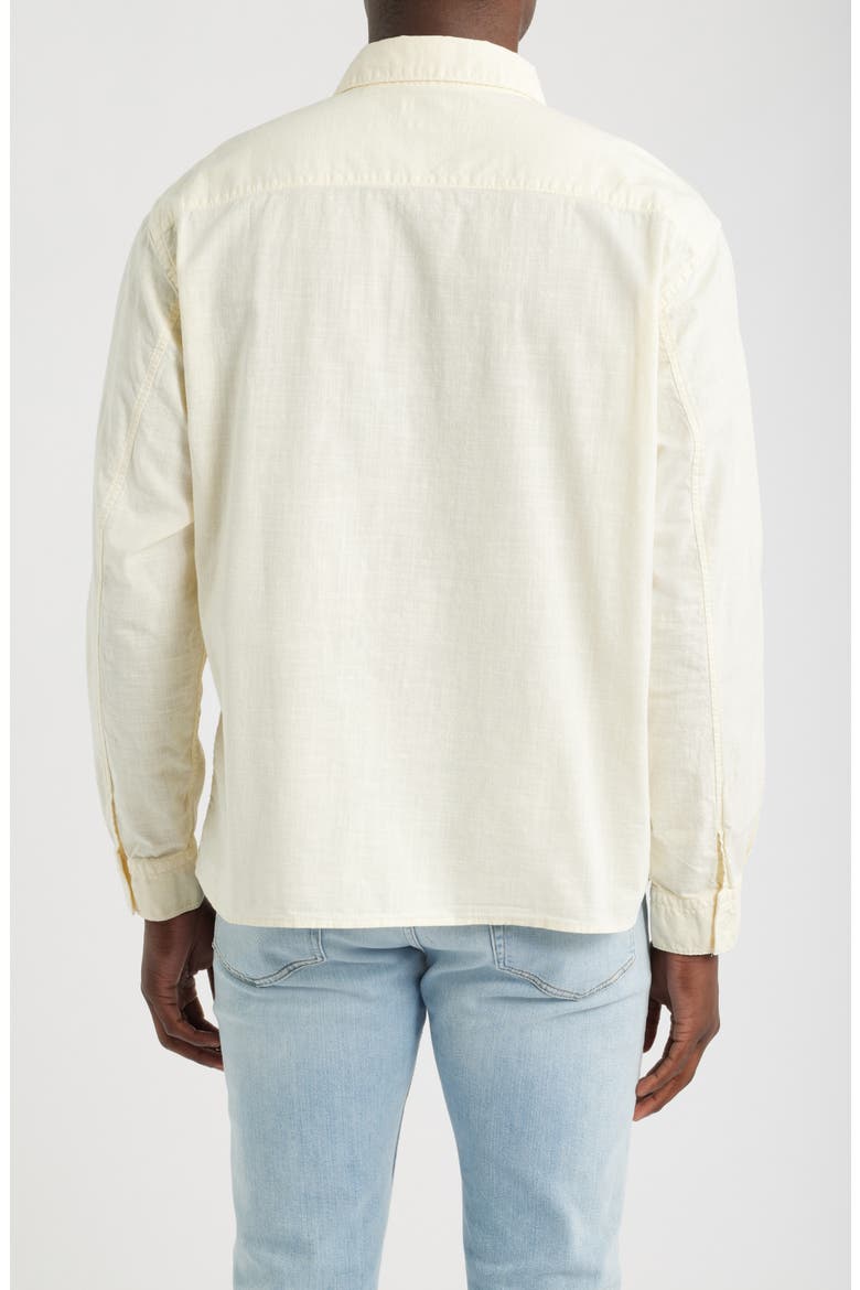 Textured Long Sleeve Cotton Button-Up Shirt, Alternate, color, OFF WHITE