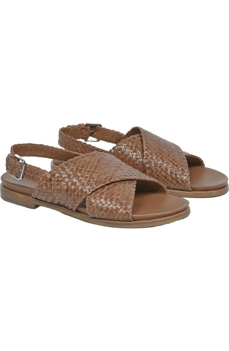 Celtic & Co. Leather Woven Crossover Sandal, Main, color, Brown
