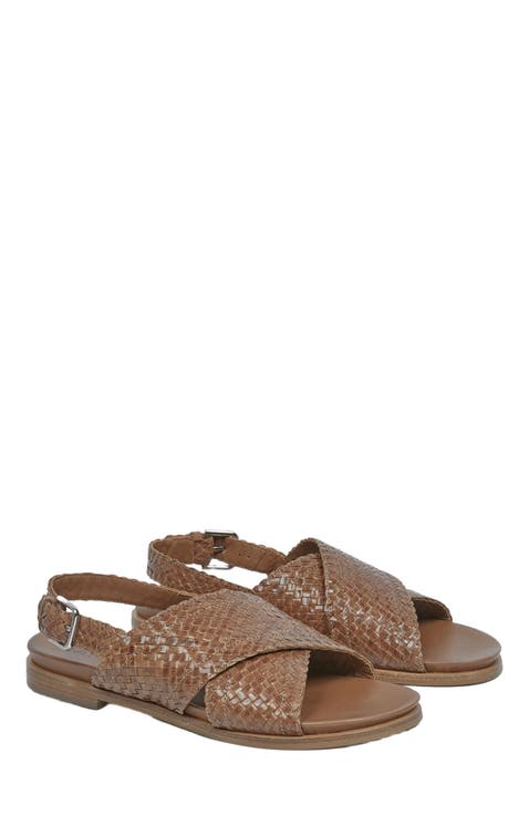 Leather Woven Crossover Sandal