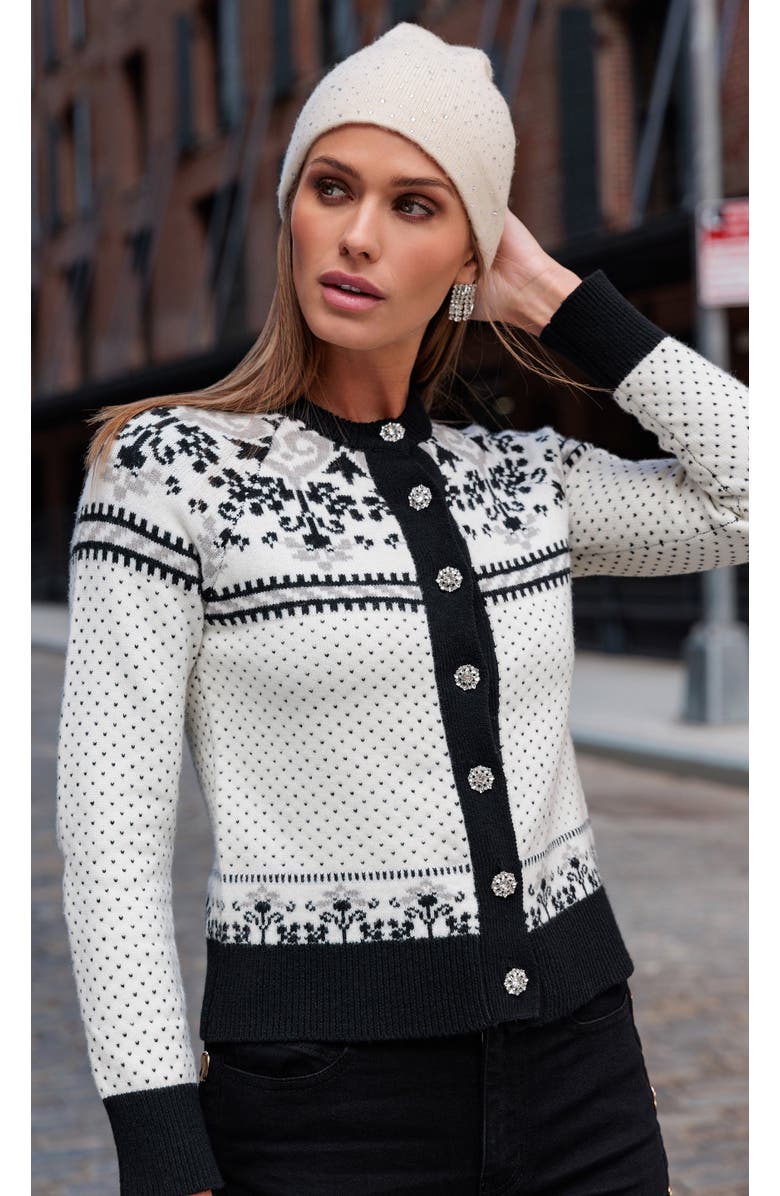 Generation Love Sade Fairisle Cardigan, Alternate, color, Geometric, White