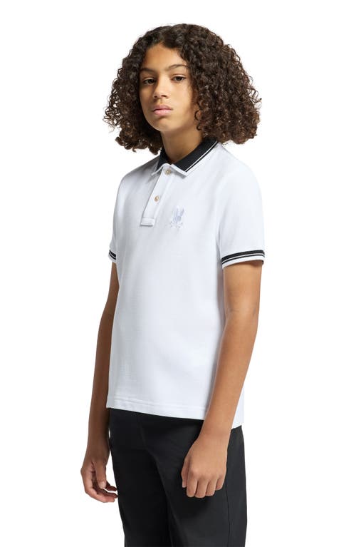 Psycho Bunny Kids' Oak City Piqué Polo In White