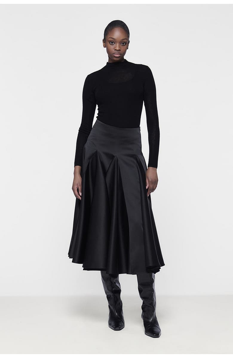 Leem Flared Godet Skirt, Alternate, color, Black