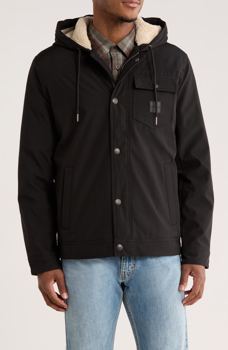 Lucky Brand Loki Workwear Soft Shell Faux Shearling Jacket, Main, color, Black