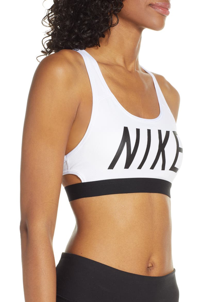 Classic Logo Sports Bra, Alternate, color, WHITE/ BLACK/ BLACK