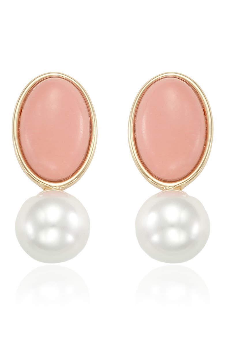 Imitation Pearl & Reconstituted Stone Drop Earrings, Alternate, color, CORAL