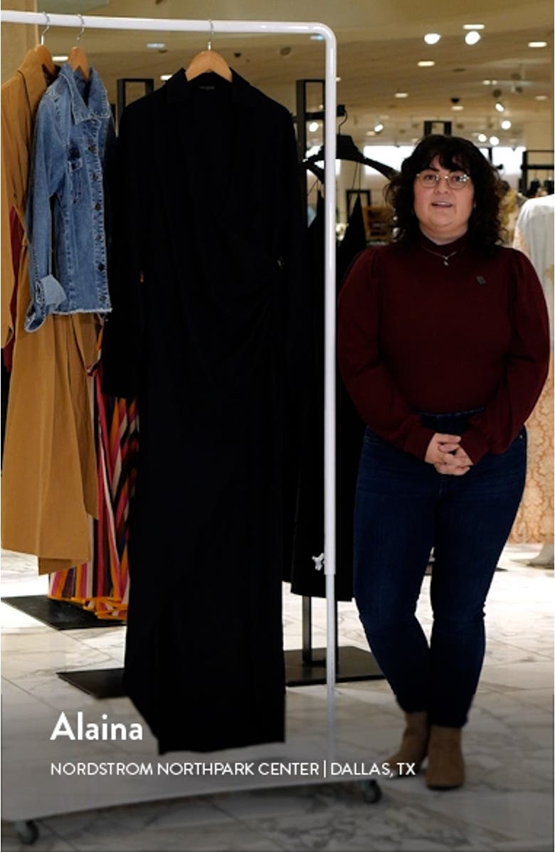 Long Sleeve Faux Wrap Dress, sales video thumbnail