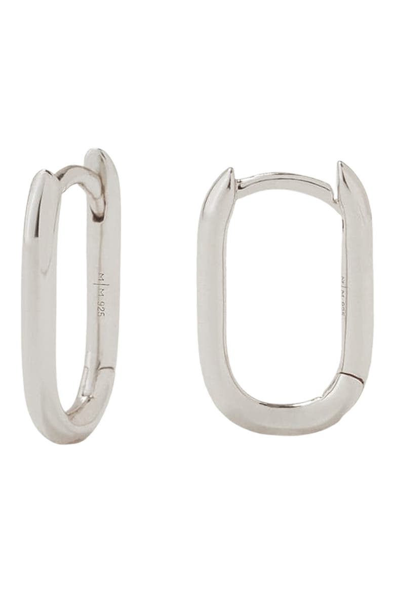 Paper Clip Hoop Earrings, Main, color, SILVER
