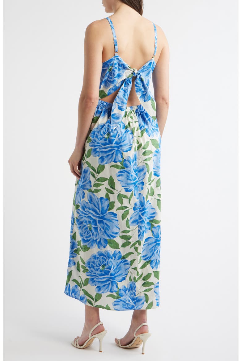 Floral Cotton Midi Dress, Alternate, color, DEEP MARINE