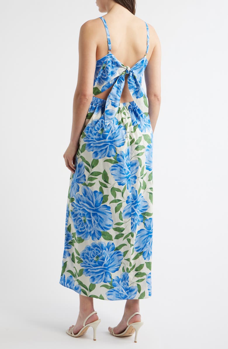 CeCe Floral Cotton Midi Dress, Alternate, color, Deep Marine