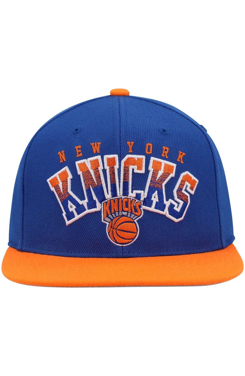 Mitchell & Ness Men's Mitchell & Ness Blue/Orange New York Knicks Gradient Wordmark Snapback Hat, Alternate, color,
