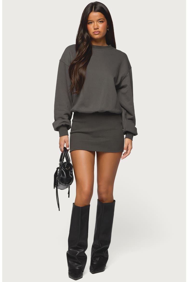 Jannah Long Sleeve Sweatshirt Minidress, Alternate, color, DARK-GRAY