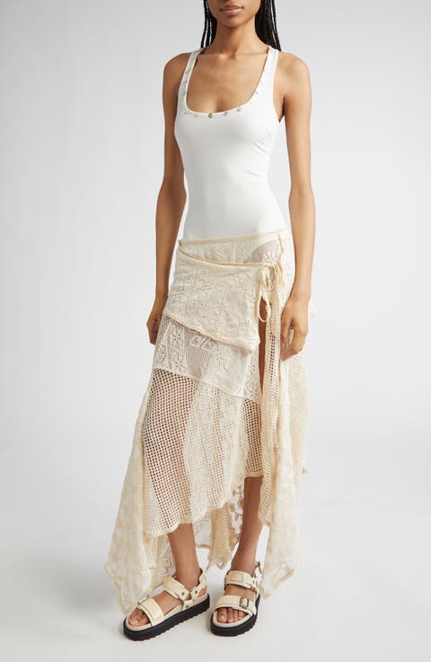 Marcela Asymmetric Jersey & Lace Dress