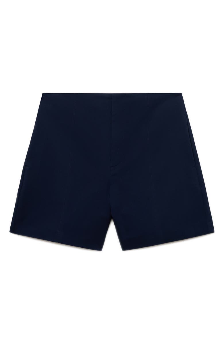 MANGO High Waist Straight Shorts, Alternate, color, Navy