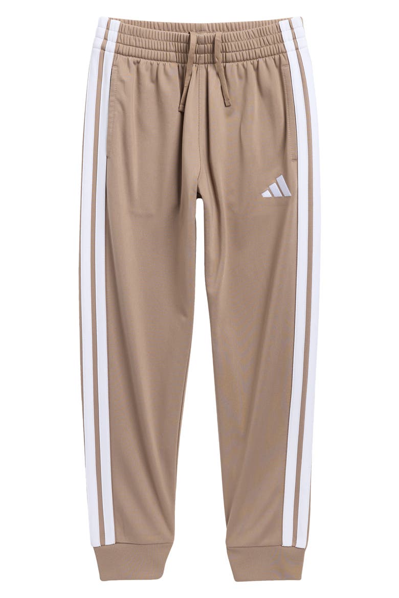 Kids' 3-Stripe Tricot Joggers, Main, color, CHALKY BROWN
