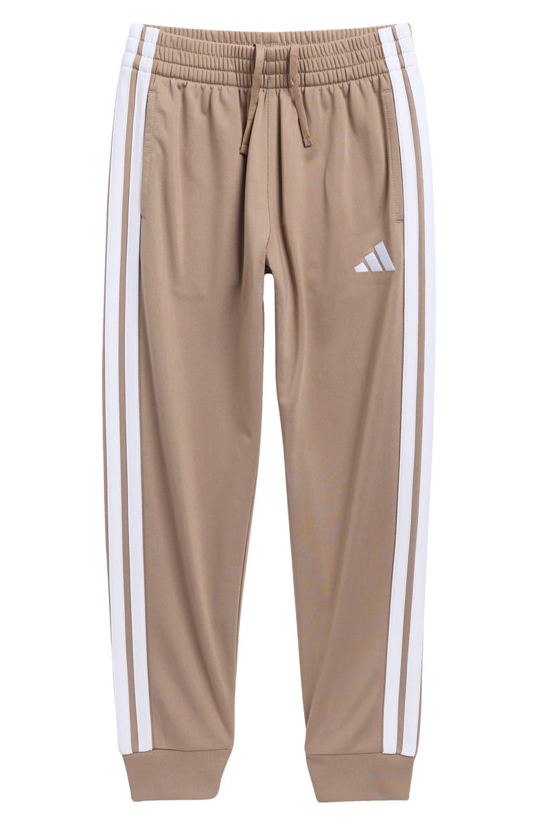 adidas Kids' 3-Stripe Tricot Joggers, Main, color, Chalky Brown