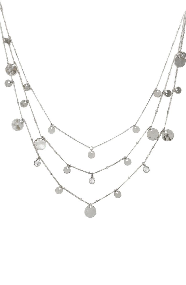 Ettika Set of 3 Disc Necklaces, Main, color, Silver