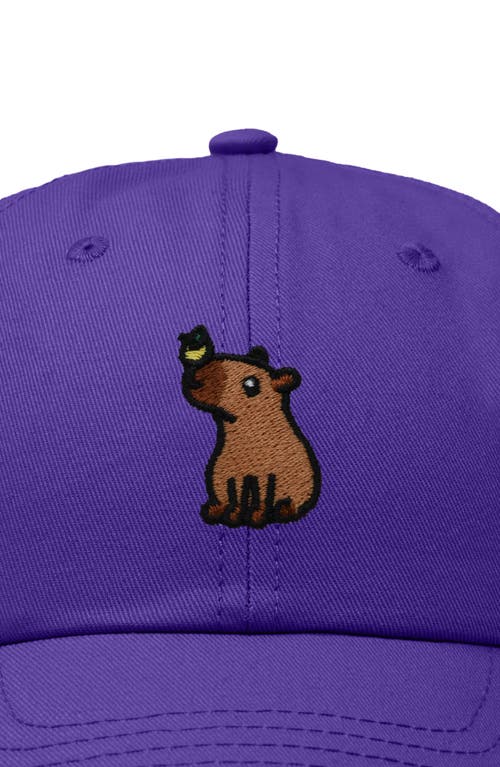 Dalix Capybara Embroidered Everyday Hat In Purple